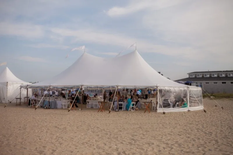 Wedding reception tent on the beach
